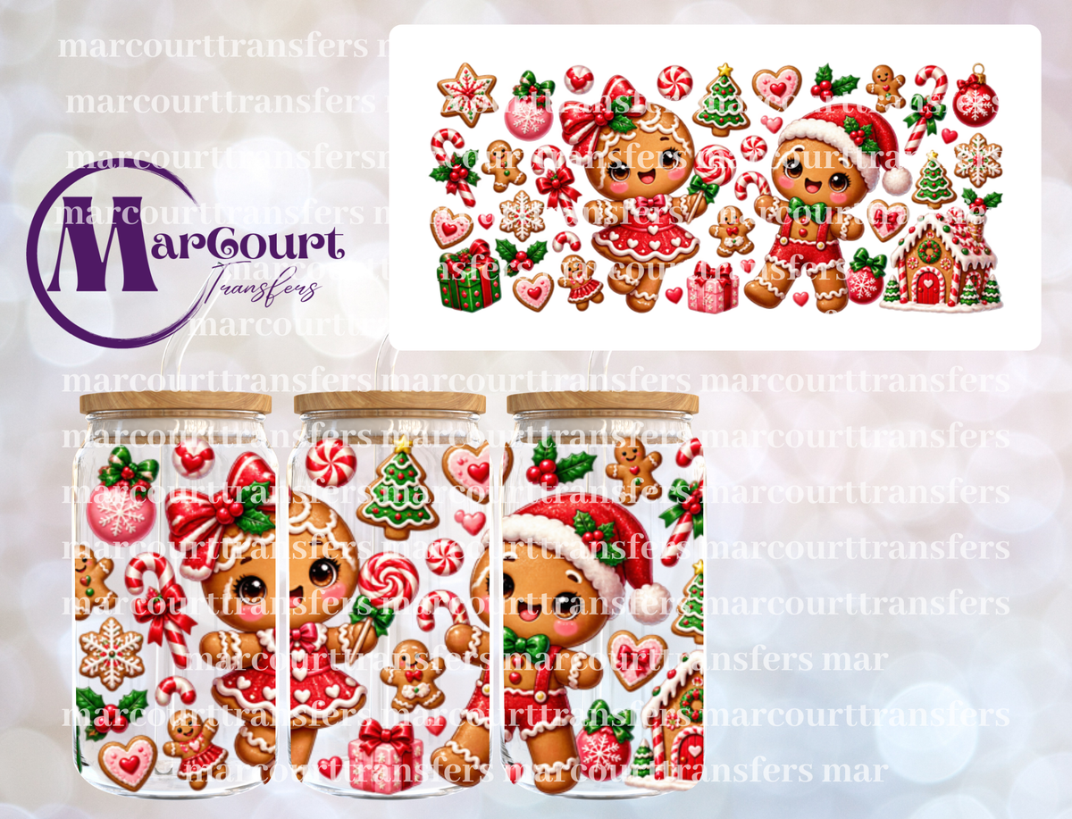 KAWAII GINGERBREAD CHRISTMAS-16 0Z-UV DTF CUP WRAP