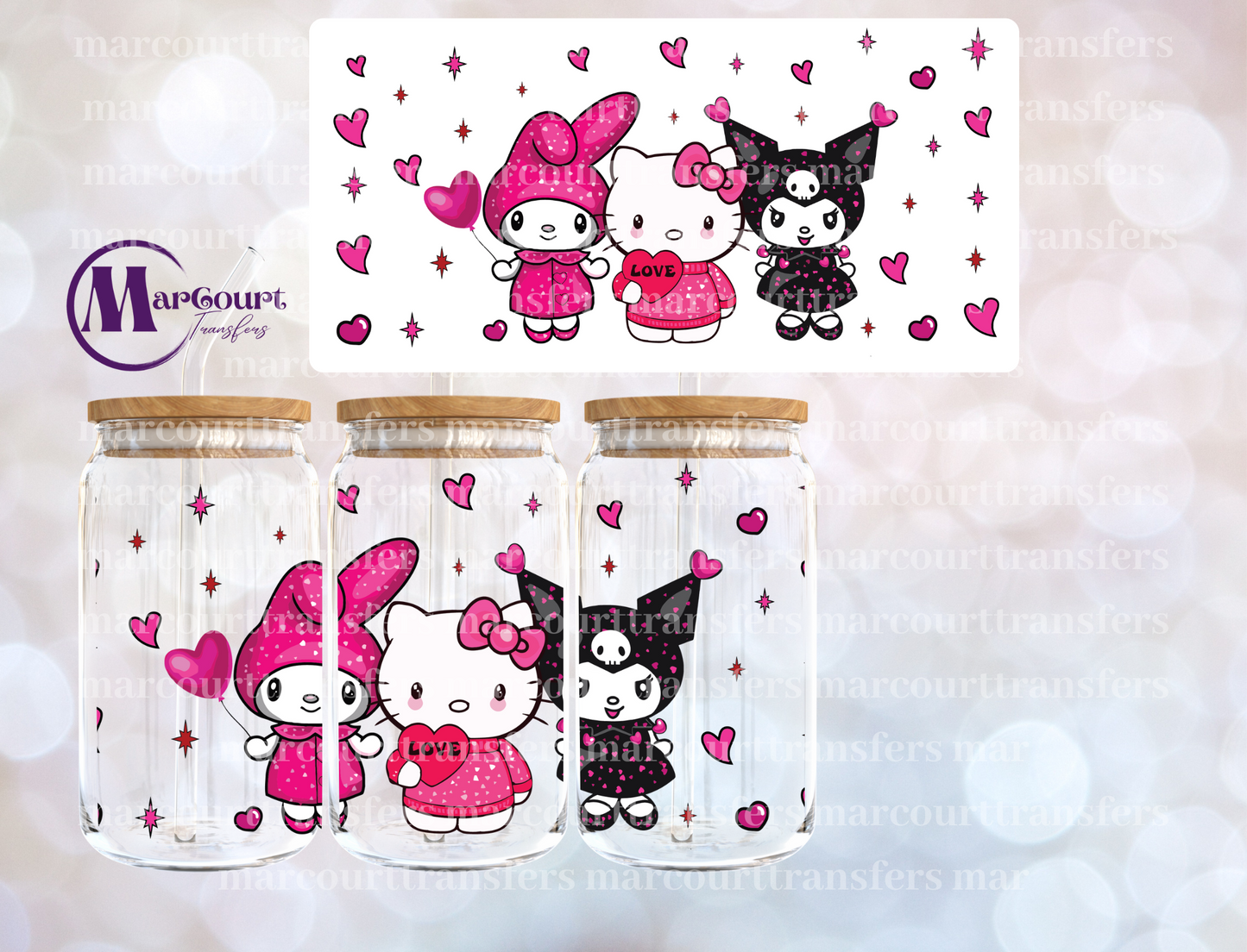 KAWAII KITTY VALENTINE 2-16 0Z-UV DTF CUP WRAP