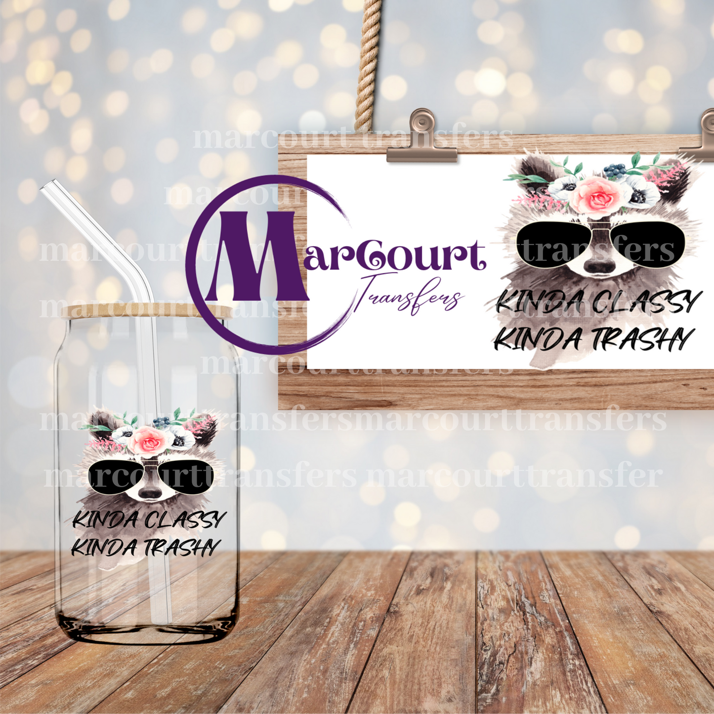 KINDA CLASSY KINDA TRASHY RACCOON-DECAL-UV DTF CUP WRAP