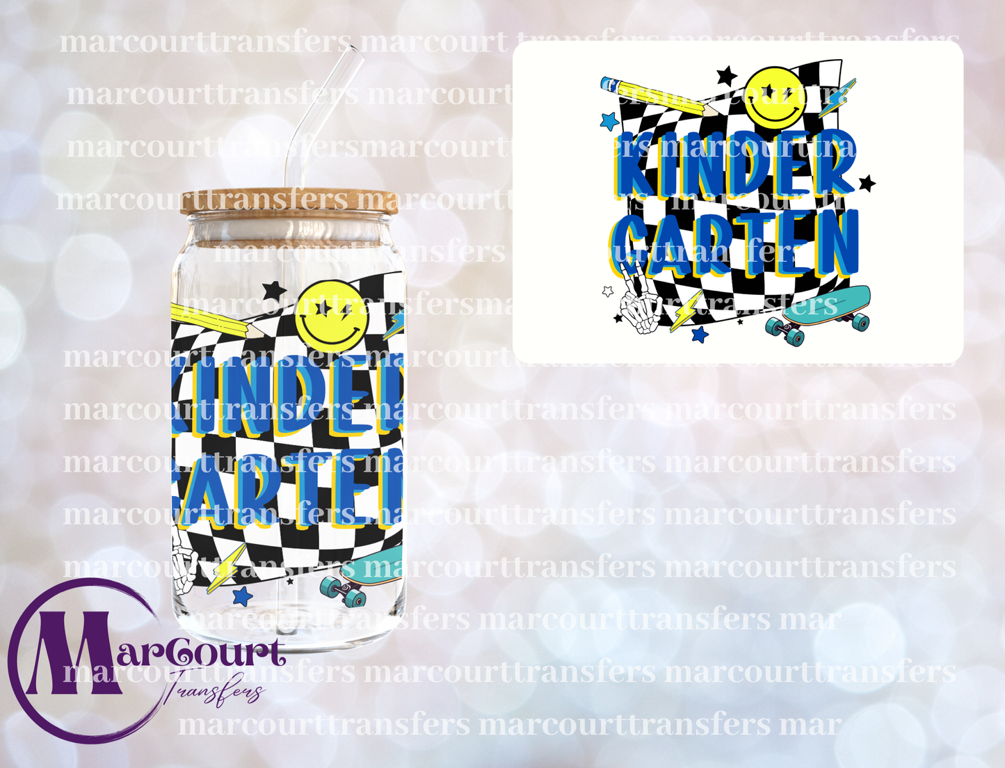 KINDERGARTEN CHECKERED-UV DTF CUP WRAP