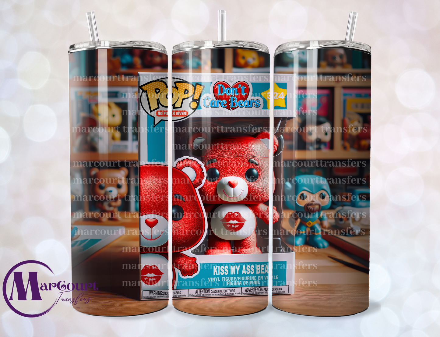 KISS MY A$$ CARE BEAR-SKINNY TUMBLER TRANSFER