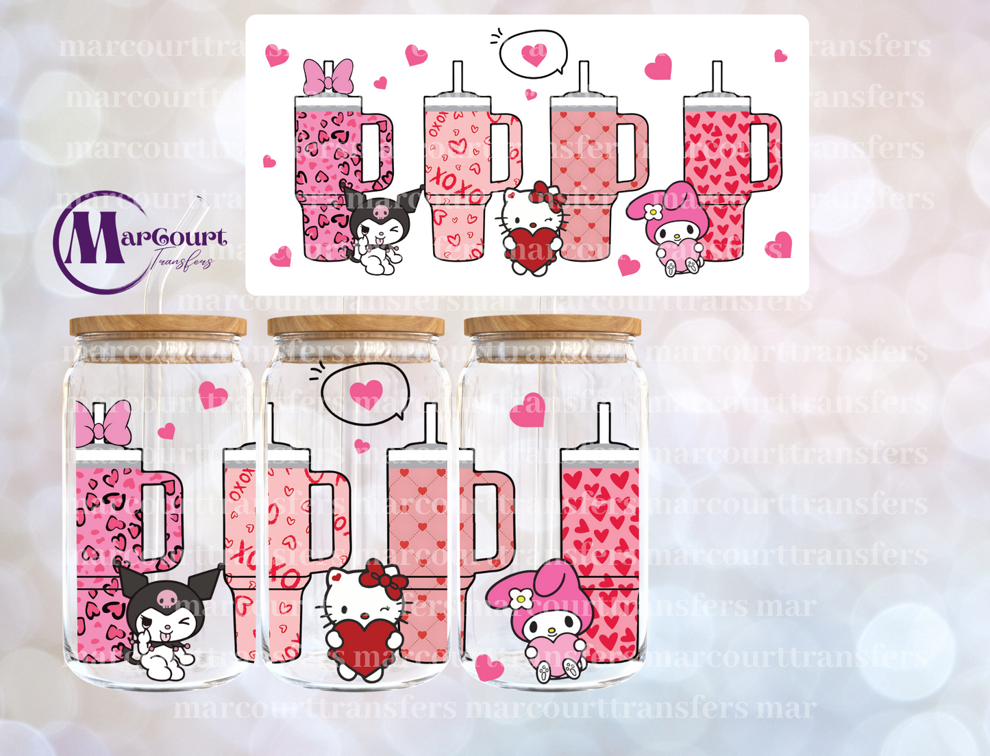 KITTY VALENTINE TUMBLERS-16 0Z-UV DTF CUP WRAP