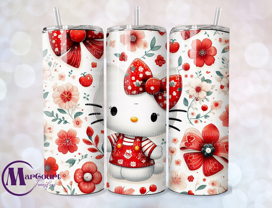 KITTY FLOWERS-20 OZ-UV DTF CUP WRAP