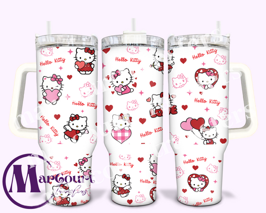 HELLO KITTY HEARTS-40 0Z-UV DTF CUP WRAP