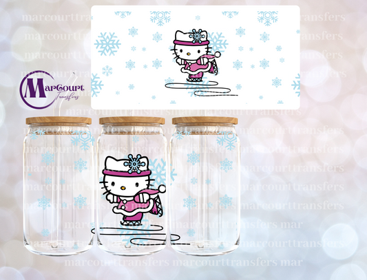 KITTY ICE SKATING-16 0Z-UV DTF CUP WRAP