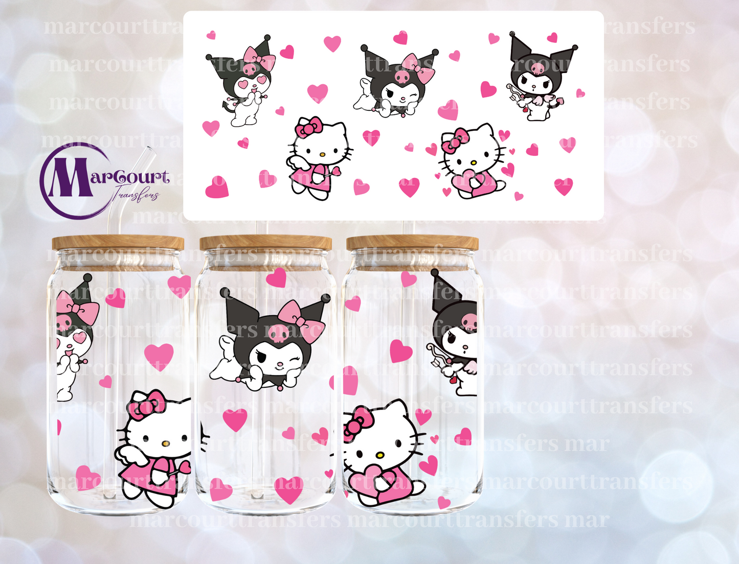 KITTY KAWAII VALENTINE 2-16 0Z-UV DTF CUP WRAP