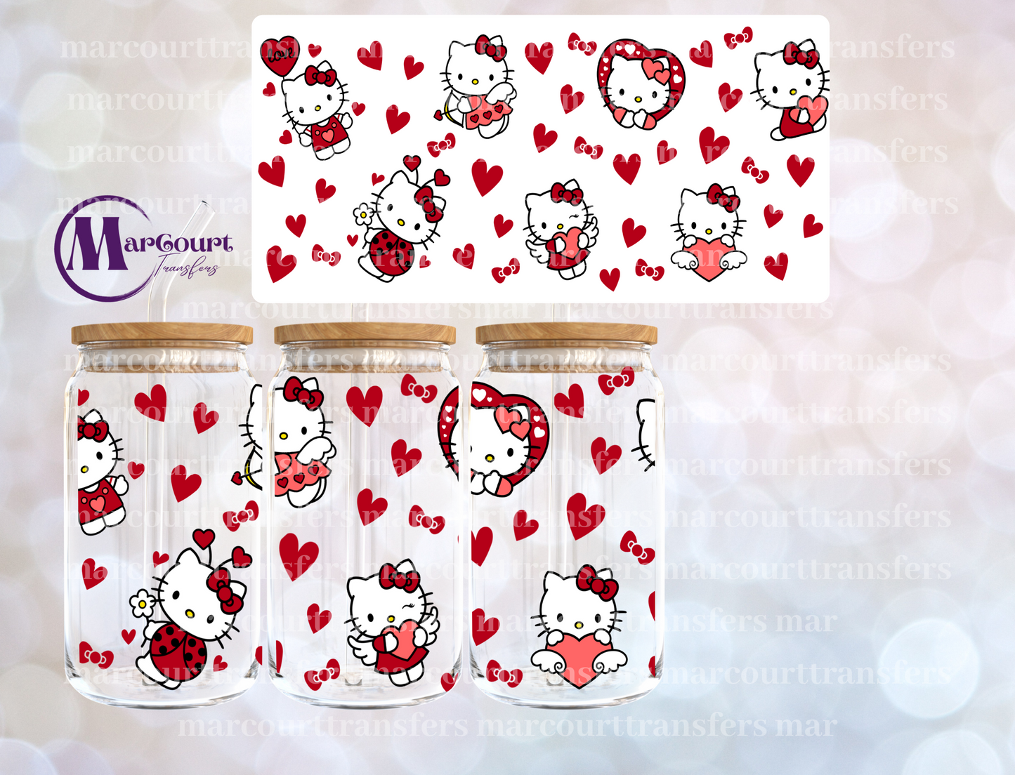 KITTY LOVE-16 0Z-UV DTF CUP WRAP *RTS