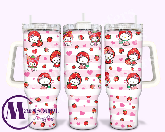 KITTY STRAWBERRY-40 0Z-UV DTF CUP WRAP