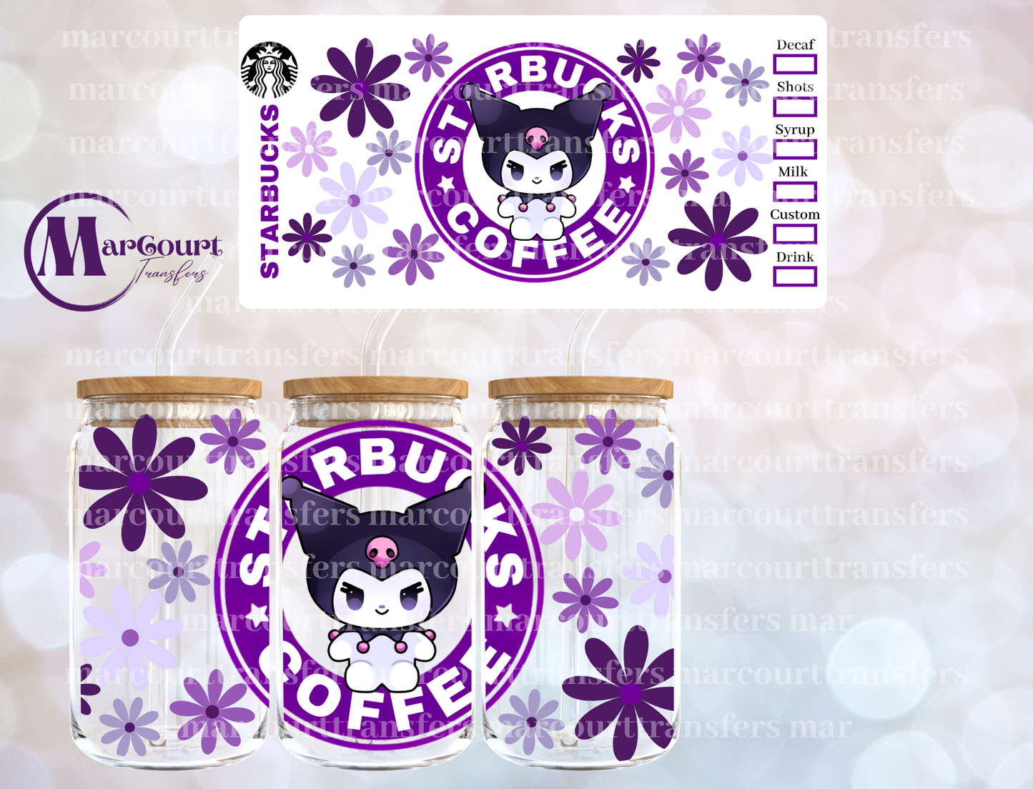 KUROMI STARBUCKS-16 0Z-UV DTF CUP WRAP