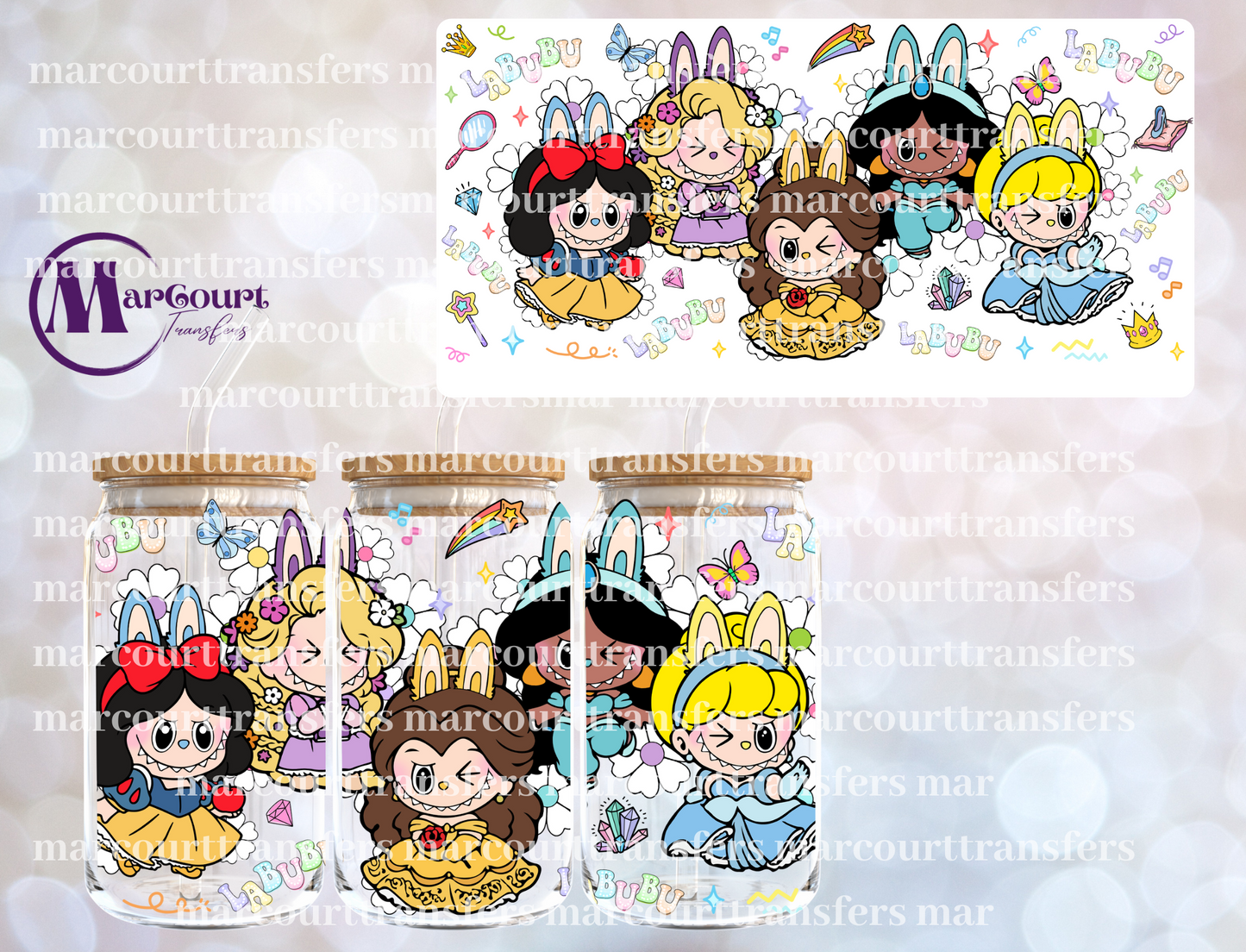 LABUBU PRINCESSES-16 0Z-UV DTF CUP WRAP