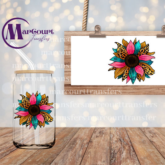 LEOPARD SUNFLOWER- DECAL-UV DTF CUP WRAP