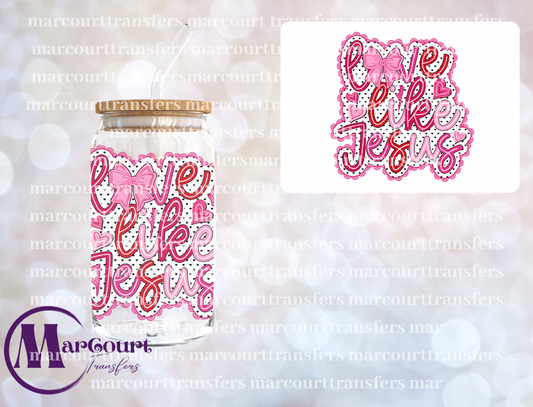LOVE LIKE JESUS LACE TRIM BLACK HEARTS-DECAL-UV DTF CUP WRAP