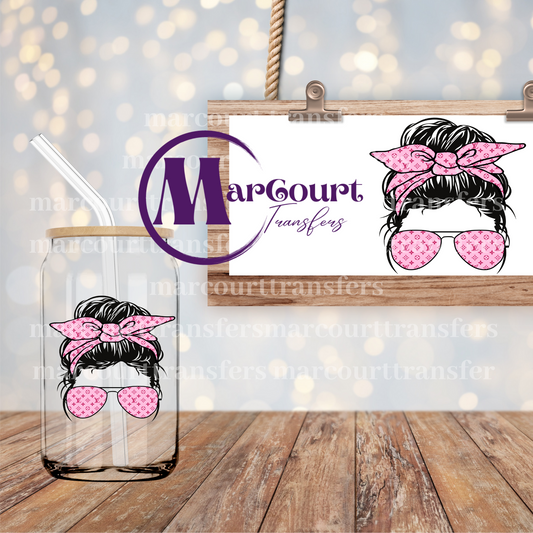 LV INSPIRED MESSY BUN PINK - DECAL-UV DTF CUP WRAP