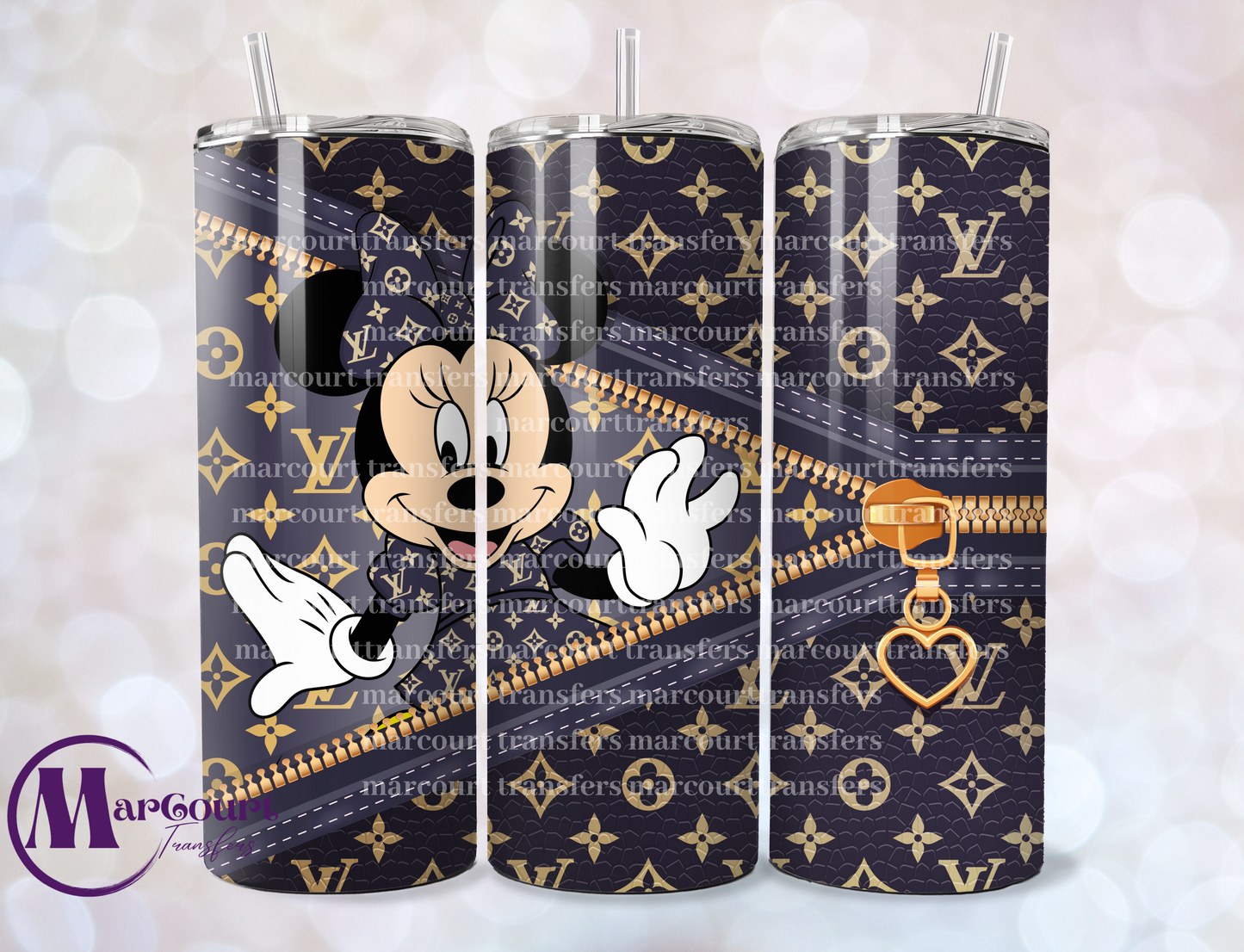 LOUIS INSPIRED MINNIE BLACK AND BROWN-SKINNY TUMBLER TRANSFER