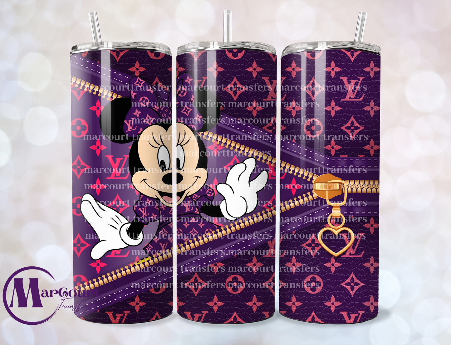 LOUIS INSPIRED MINNIE PURPLE ROSE AND PINK-SKINNY TUMBLER TRANSFER