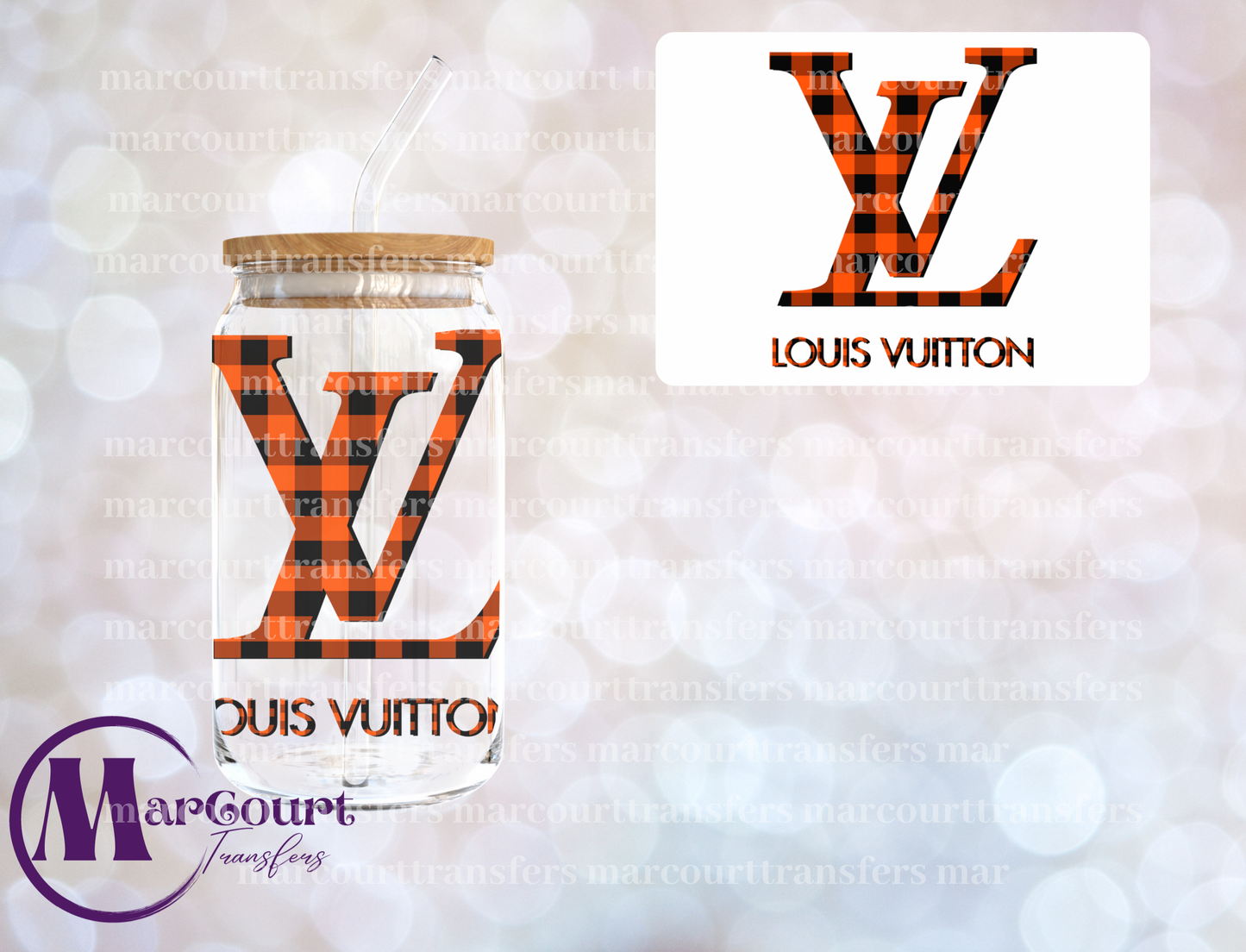 LV ORANGE AND BLACK-DECAL-UV DTF CUP WRAP