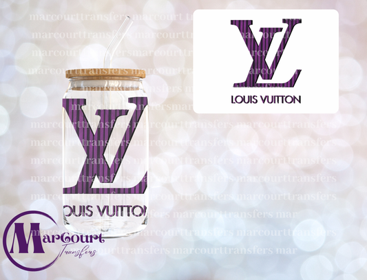 LV PURPLE AND BLACK STRIPED PLAID-DECAL-UV DTF CUP WRAP