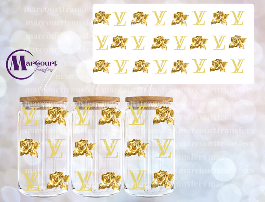 LV GOLDEN ROSES-16 0Z-UV DTF CUP WRAP