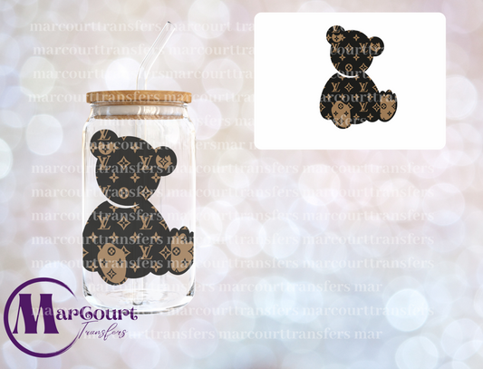 LV INSPIRED BEAR-DECAL-UV DTF CUP WRAP