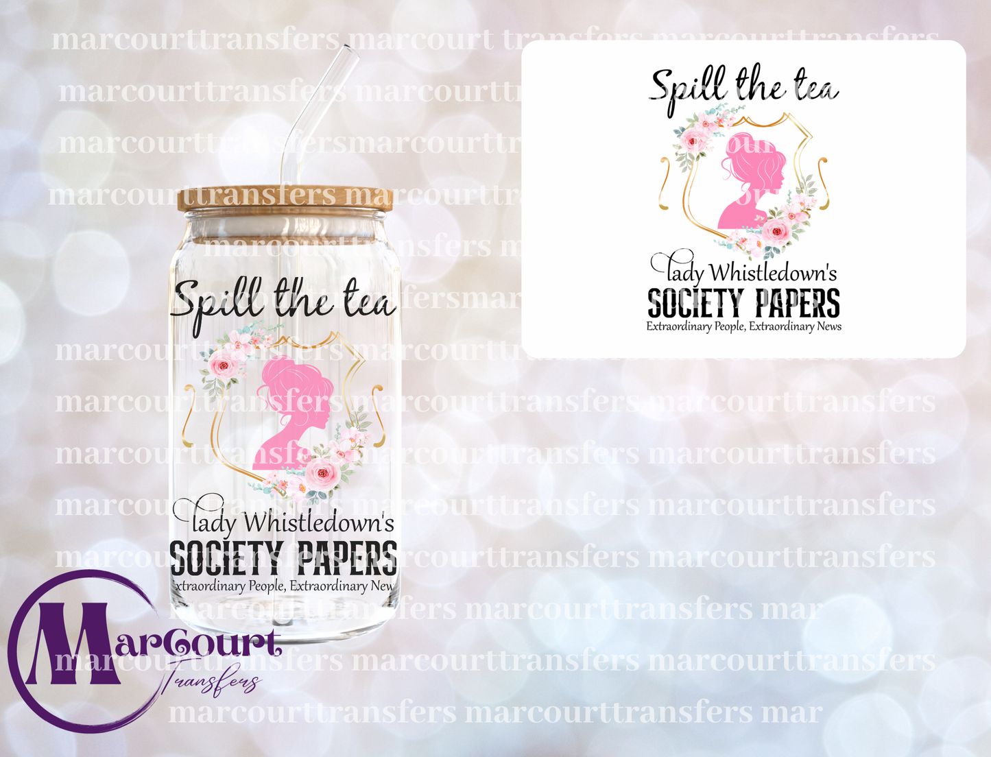LADY WHISTLEDOWN SOCIETY PAPERS PINK-DECAL-UV DTF CUP WRAP