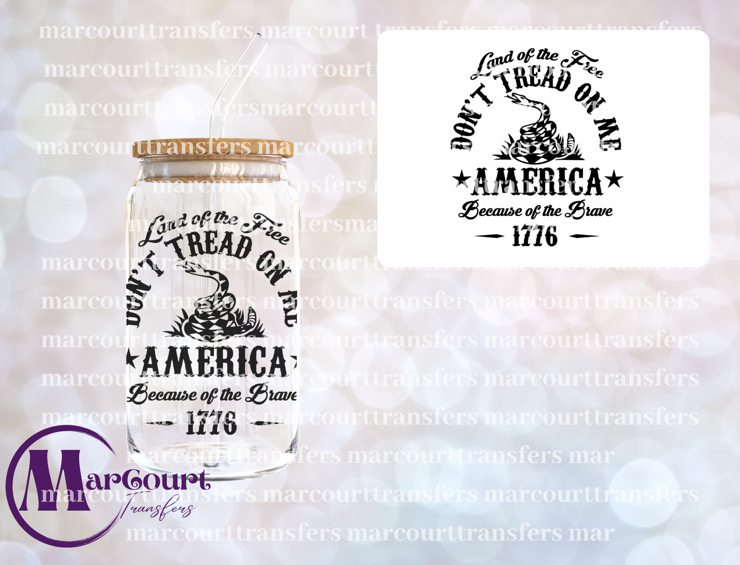 LAND OF THE FREE DON'T TREAD ON ME-UV DTF CUP WRAP