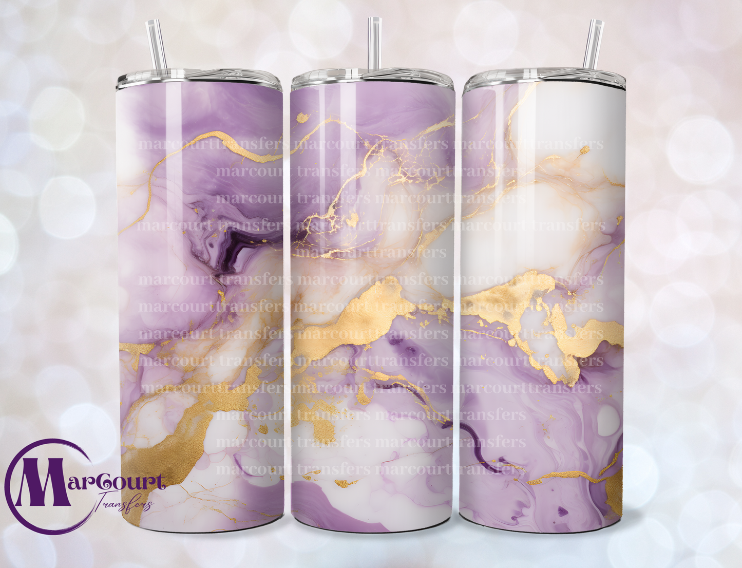 LAVENDER AND GOLD MARBLE-SKINNY TUMBLER TRANSFER