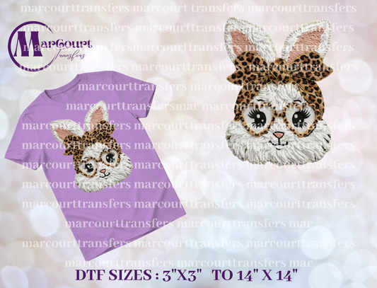 DTF-LEOPARD BOW FAUX YARN BUNNY