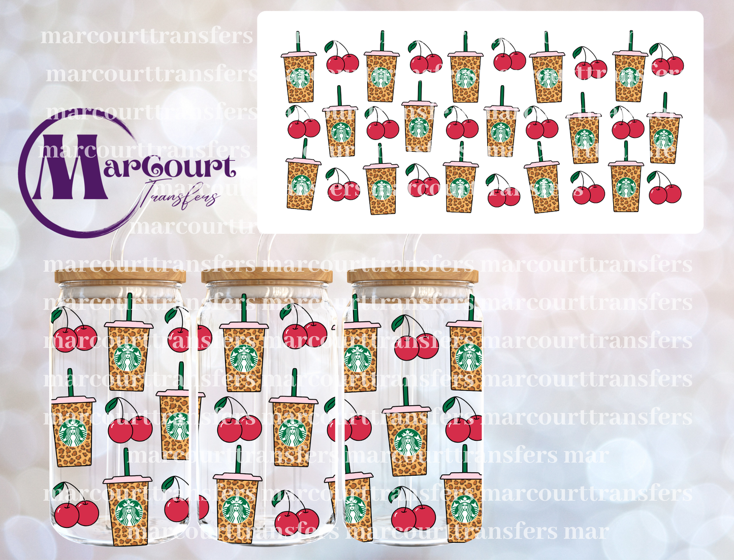 LEOPARD COFFEE-16 0Z-UV DTF CUP WRAP