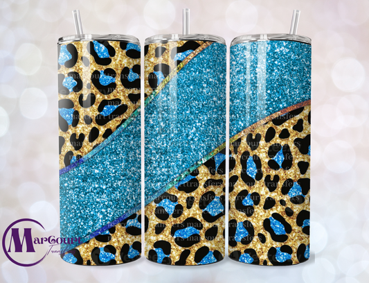 LEOPARD TEAL WAVE-SKINNY TUMBLER TRANSFER