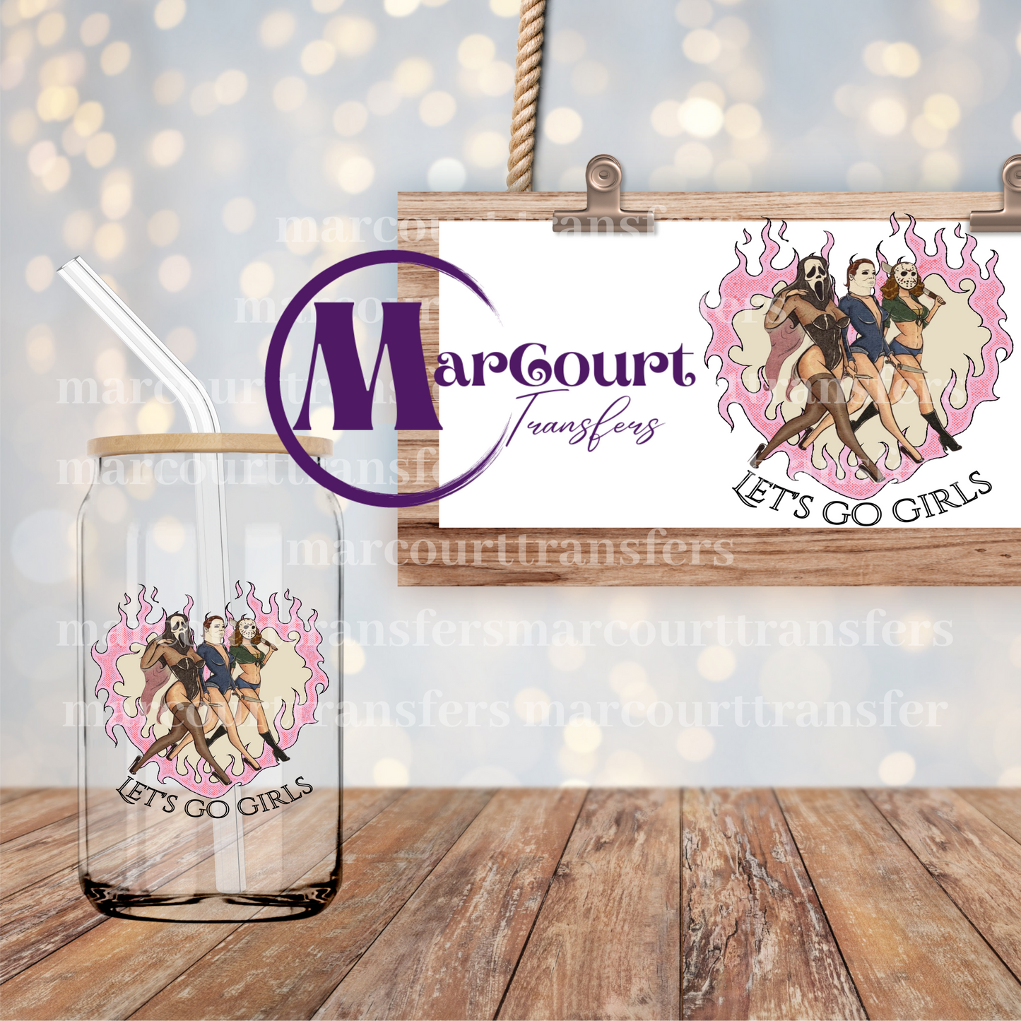 LETS GO GIRLS HORROR HEART-DECAL-UV DTF CUP WRAP