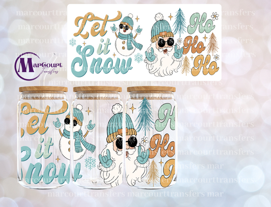 LET IT SNOW HO HO HO-16 0Z-UV DTF CUP WRAP