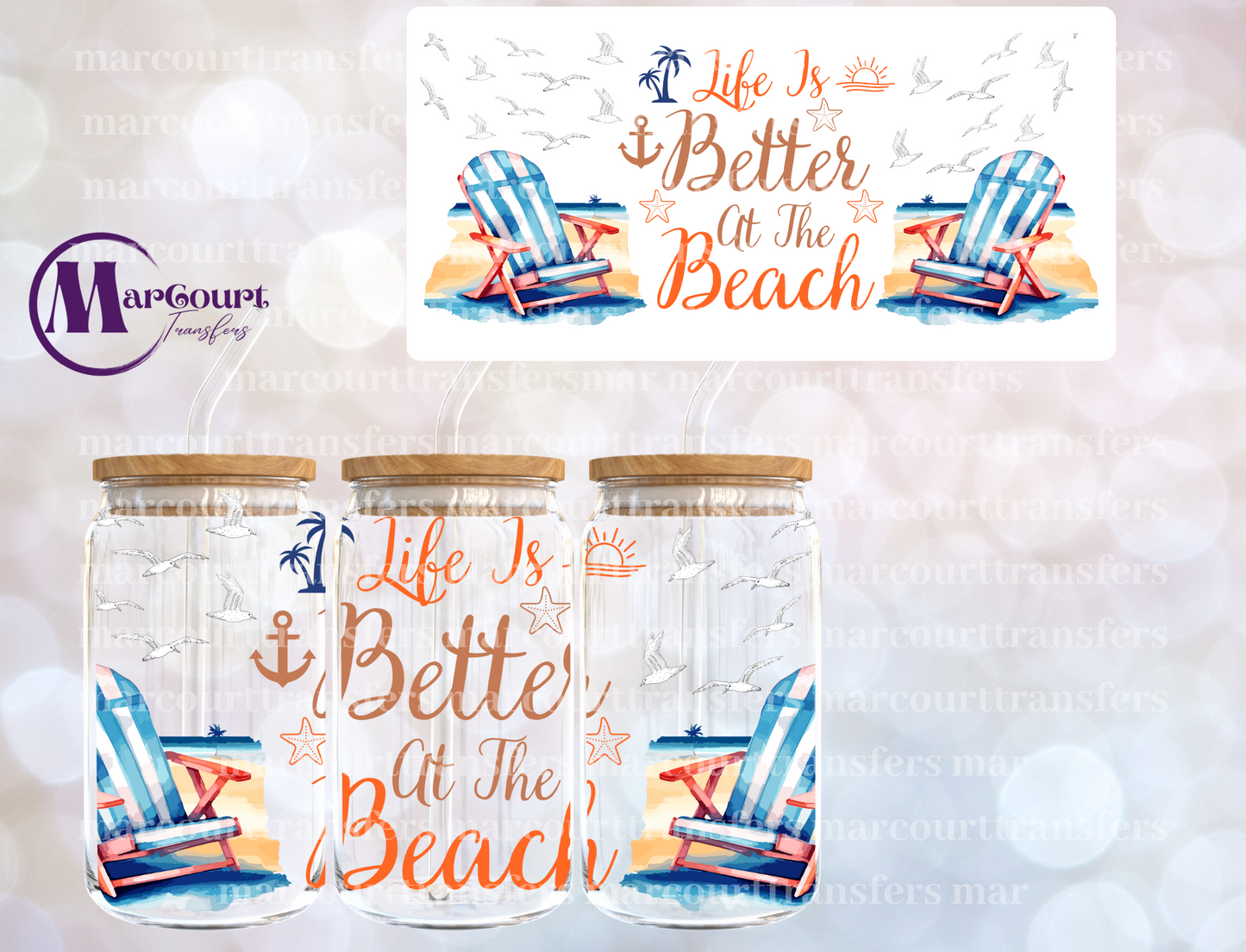 LIFE IS BETTER ON THE BEACH-16 0Z-UV DTF CUP WRAP