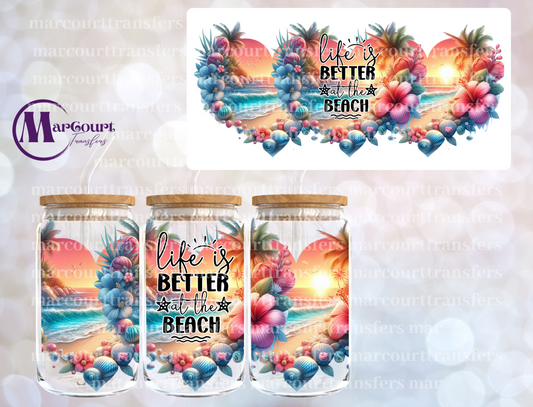 LIFE IS BETTER AT THE BEACH SUMMER 2-16 0Z-UV DTF CUP WRAP