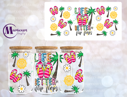 LIFE IS BETTER IN FLIP FLOPS16 0Z-UV DTF CUP WRAP