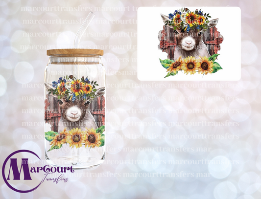 LITTLE GOAT WITH SUNFLOWERS-DECAL-UV DTF CUP WRAP