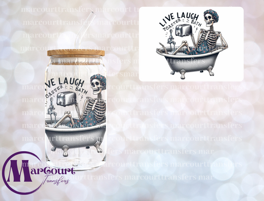 LIVE LAUGH TOASTER BATH SKELETON-DECAL-UV DTF CUP WRAP