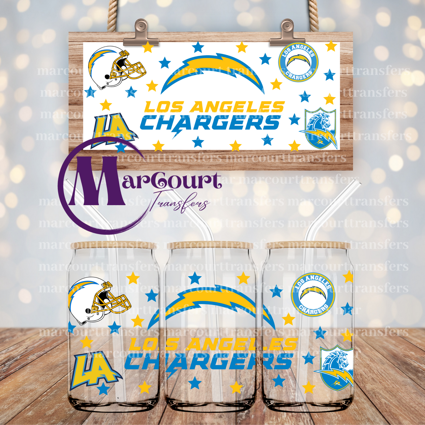 LA CHARGERS-16 0Z-UV DTF CUP WRAP