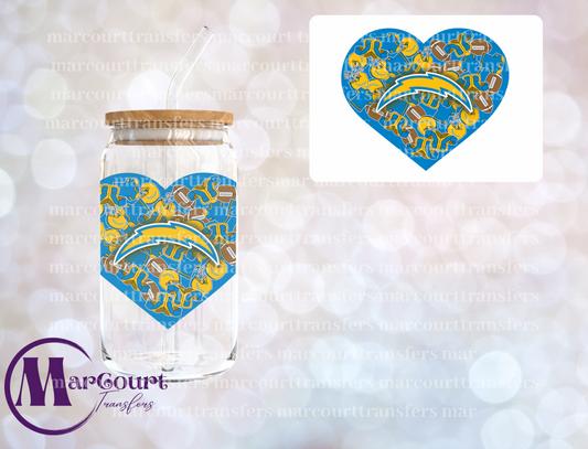 LOS ANGELES CHARGERS HEART DECAL-UV DTF CUP WRAP