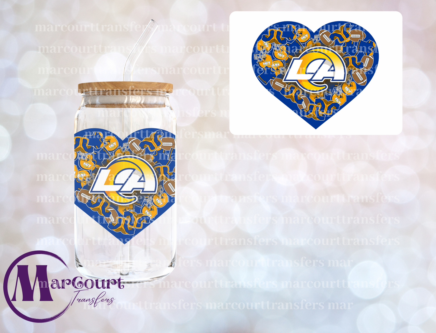 LOS ANGELES RAMS HEART DECAL-UV DTF CUP WRAP