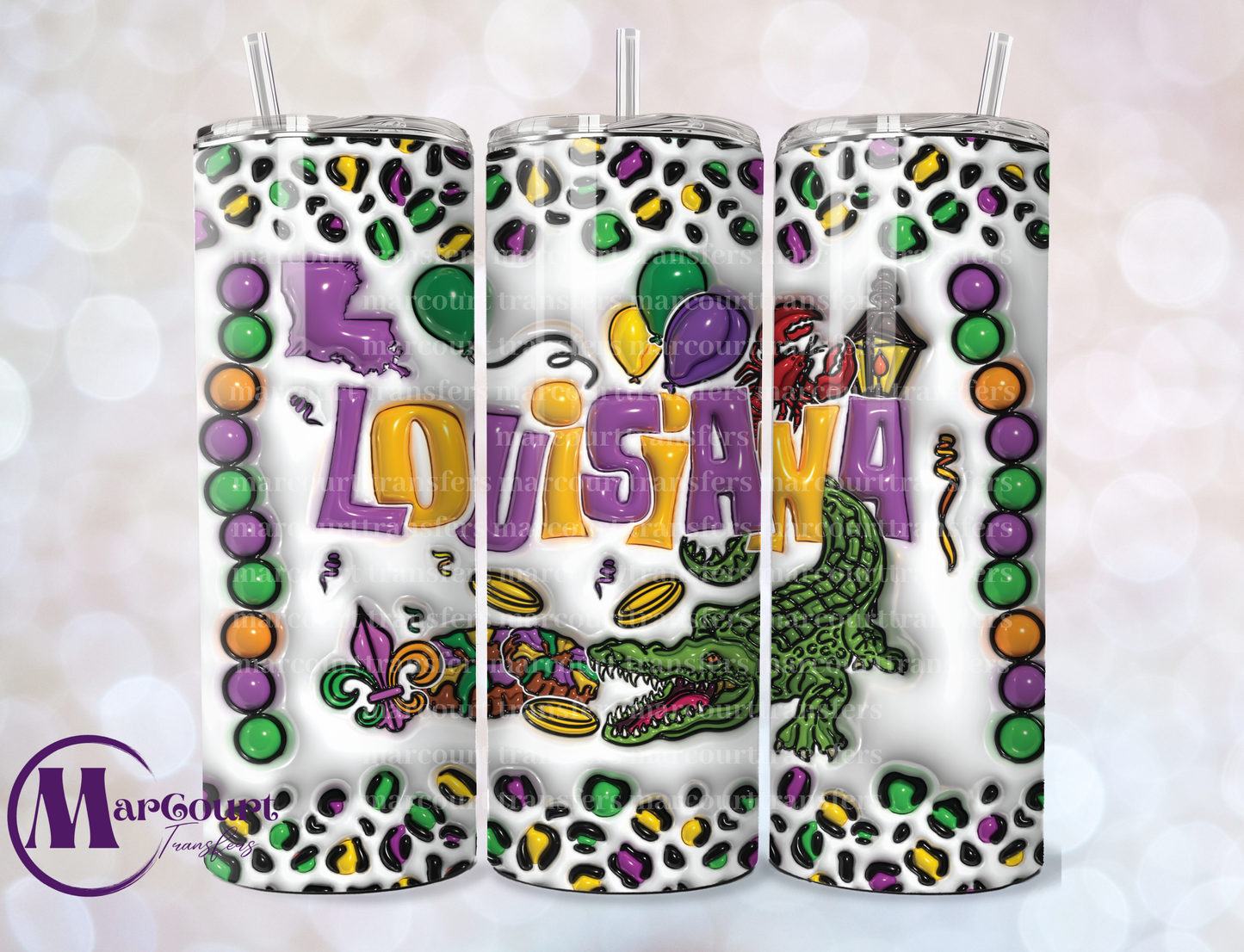 MARDIS GRAS-SKINNY TUMBLER TRANSFER