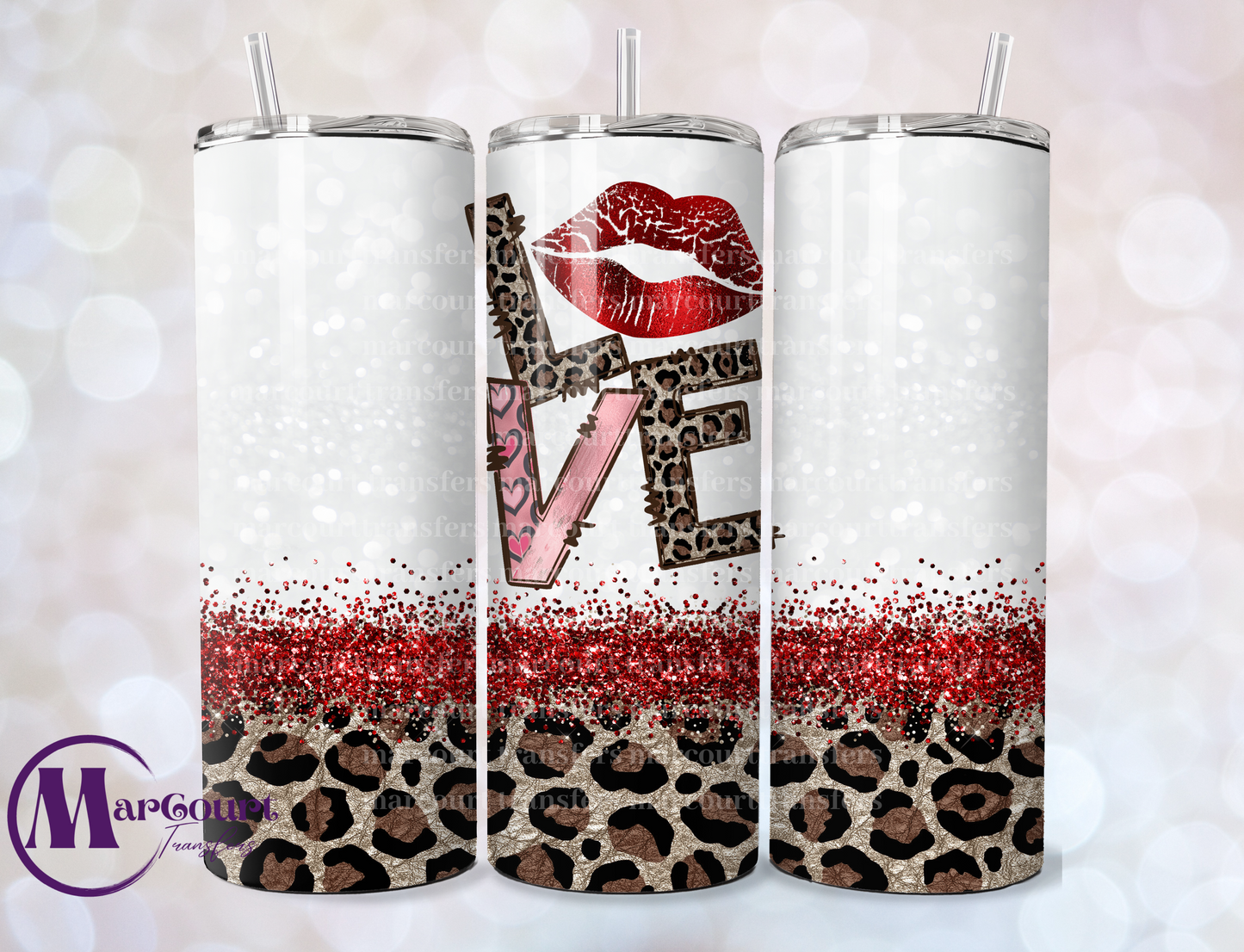 LOVE LEOPARD PRINT-SKINNY TUMBLER TRANSFER