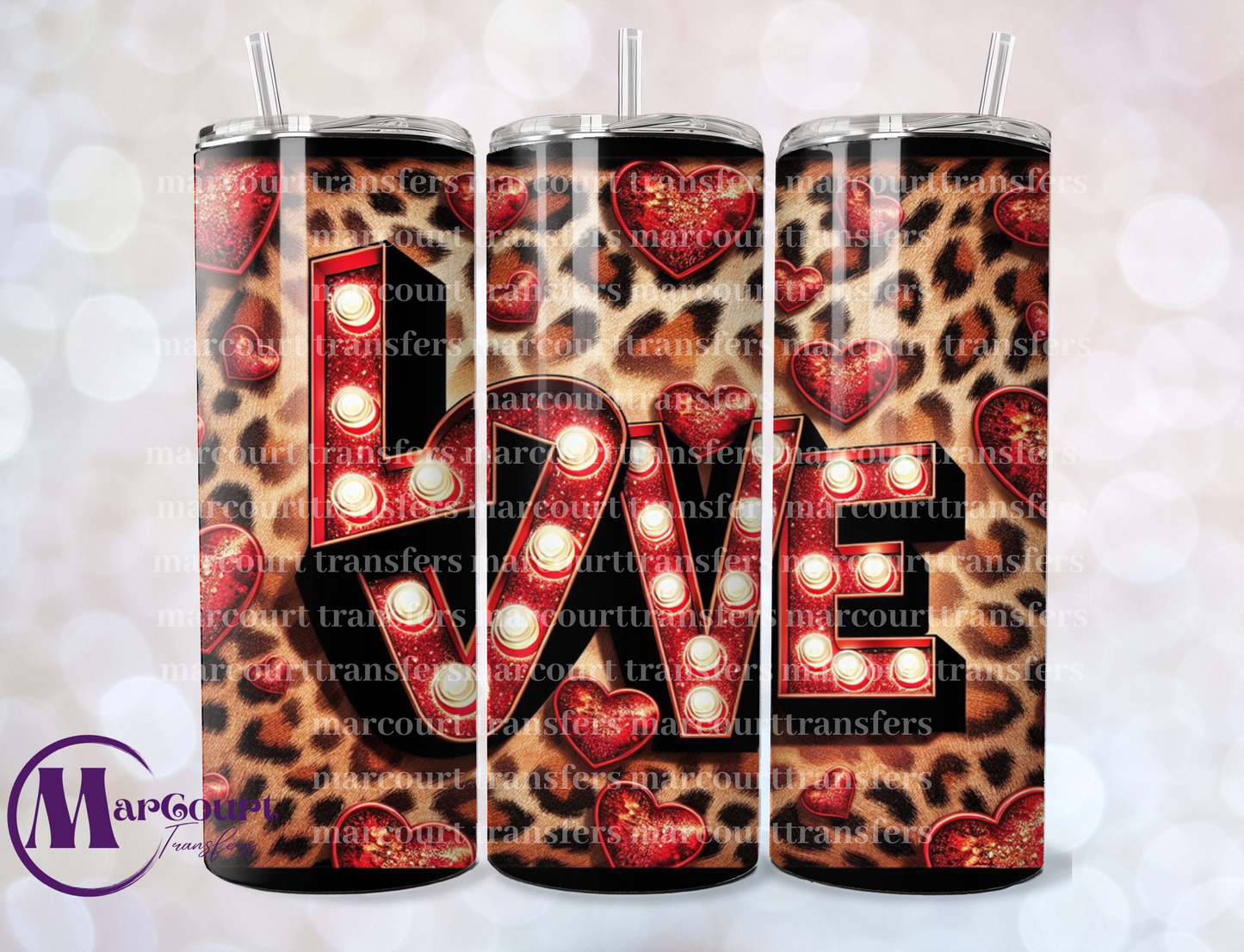 LOVE LIGHTS CHEETAH PATTERN-SKINNY TUMBLER TRANSFER