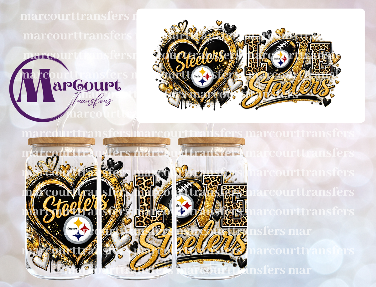 LOVE STEELERS-16 0Z-UV DTF CUP WRAP