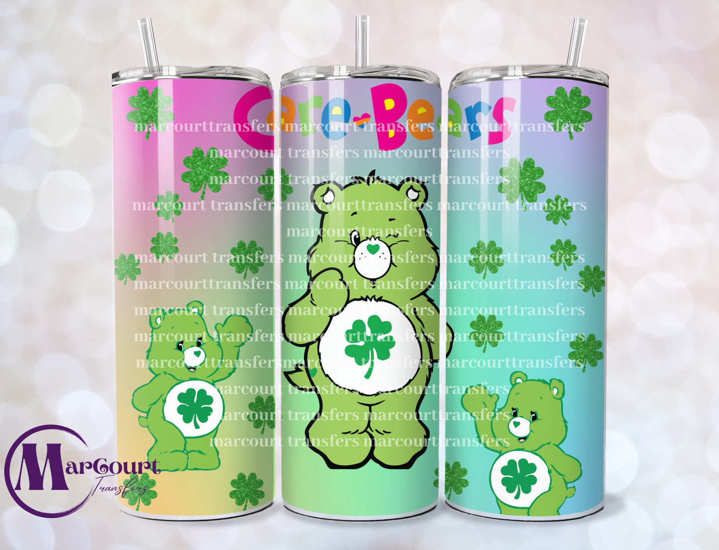 LUCKY CARE BEAR-SKINNY TUMBLER TRANSFER