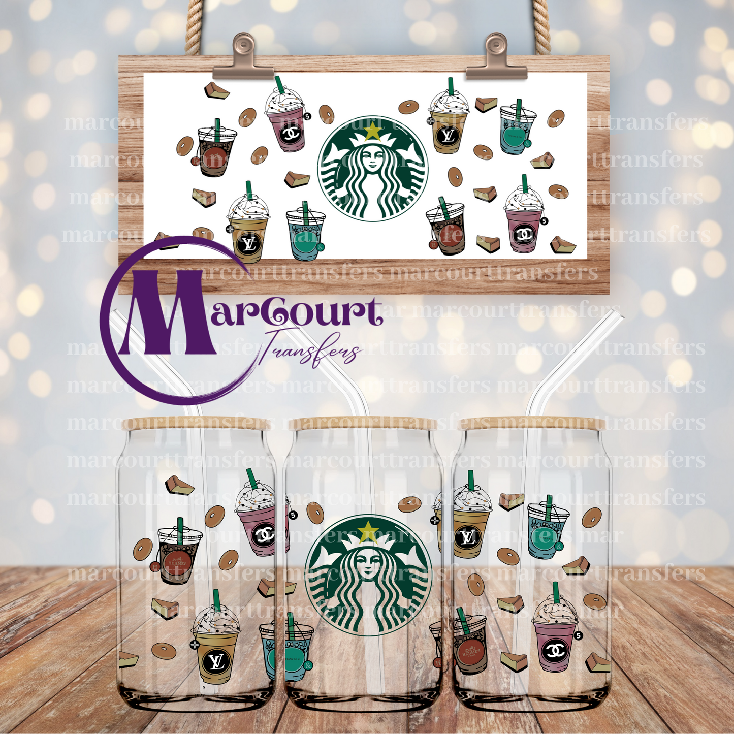 LUXURY STARBUCKS CUPS-16 0Z-UV DTF CUP WRAP