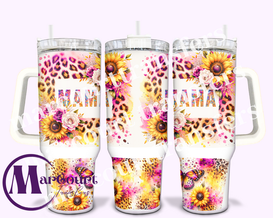 MAMA PINK CHEETAH-40 0Z-SUBLIMATION TUMBLER TRANSFER
