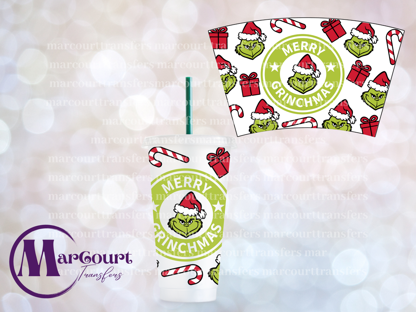 MERRY GRINCHMAS-24 0Z VENTI COLD CUP -UV DTF CUP WRAP