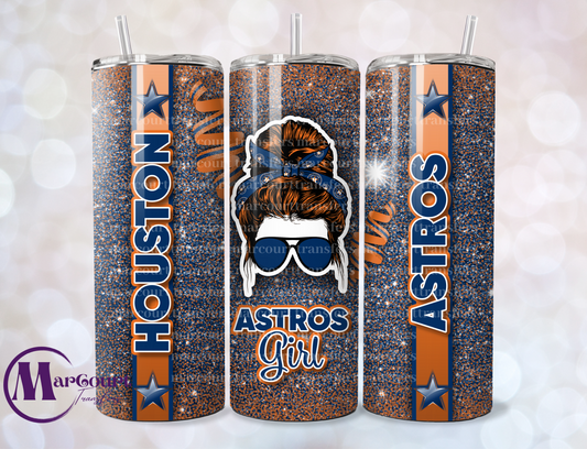 HOUSTON ASTROS MESSY BUN-SKINNY TUMBLER TRANSFER