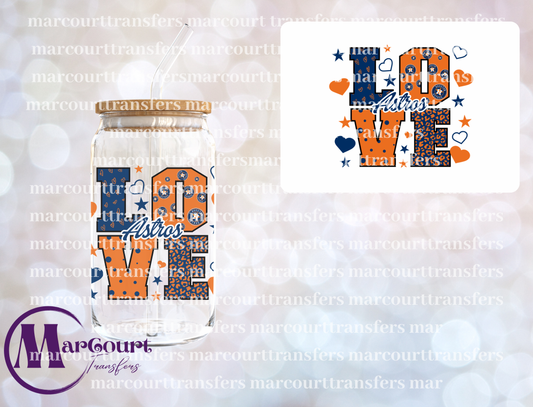 LOVE HOUSTON BASEBALL-DECAL-UV DTF CUP WRAP