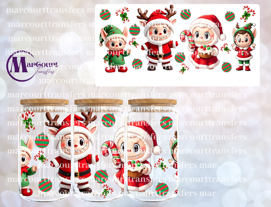 MR AND MRS CLAUS WITH ELVES LABUBU-16 0Z-UV DTF CUP WRAP